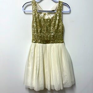 Evening short dress gold and cream
